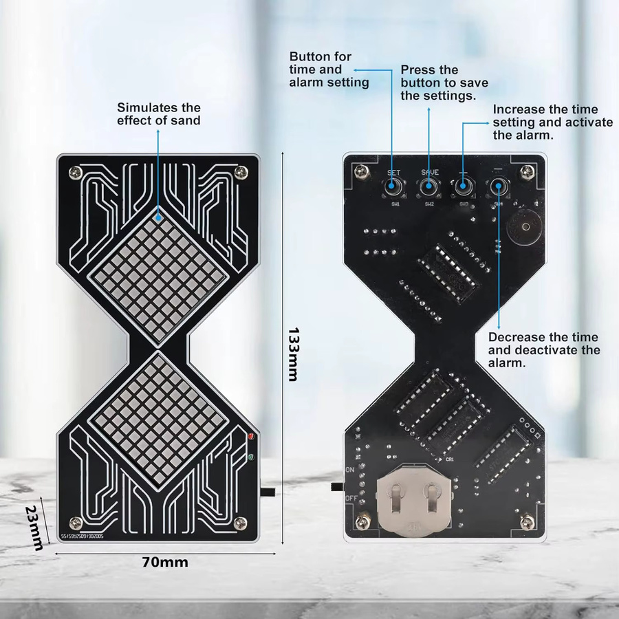 DIY Elektronische Sanduhr-Timer Lötübungs-Set, mit Summer-Alarm und Countdown-Funktion, MINT-Bausatz-Projekt - Bild 3
