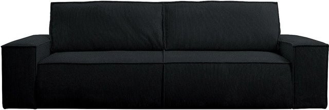 Vente-unique Schlafsofa Amelia in Schwarz mit Cord-Bezug - Bild 1