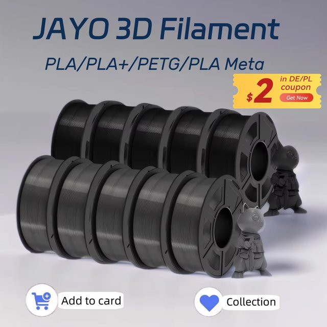JAYO 3D-Druck Filament Set für FDM-Drucker und 3D-Stifte, 1,75mm, PLA/PLA Meta/PETG/PLA Plus/PLA Matt, 9/10 Rollen - Bild 1