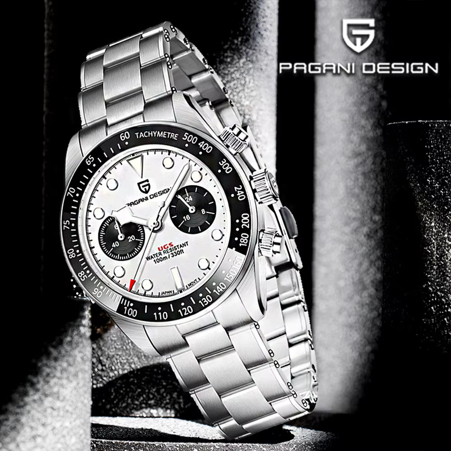 Pagani Design Chronograph, Quarz, Edelstahl, Weiß, Schwarz, Herren - Bild 3