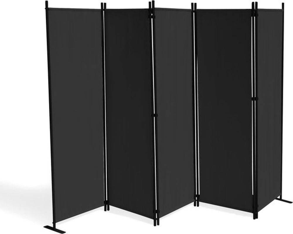 GRASEKAMP Paravent uni 5-teilig in Schwarz aus Textil und Metall - Bild 1