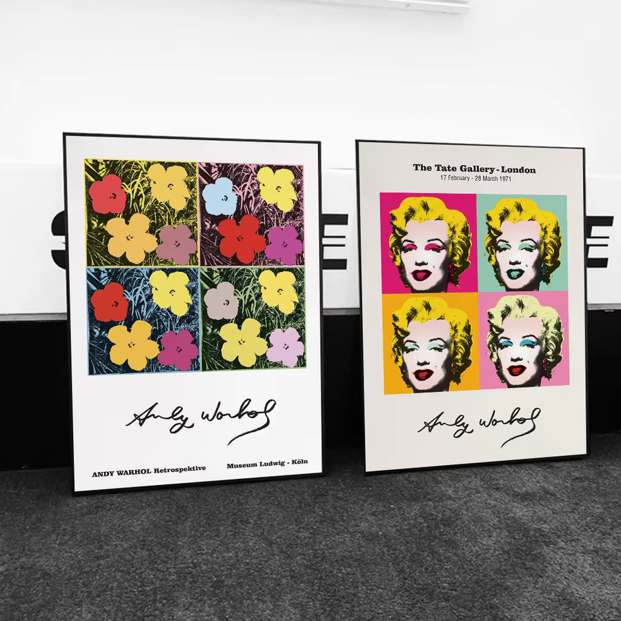 Kayou Vintage-Poster Andy Warhol Blumen Motiv, selbstklebender wasserfester Papieraufkleber, Mehrfarbig, B/H: 15,0 x 10,0 cm - Bild 4