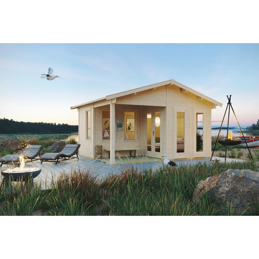 Skan Holz Gartenhaus Utrecht Blockbohlenhaus aus Nordischer Fichte, Farbe: natur, B/H/T: 460 x 303 x 380 cm - Bild 2