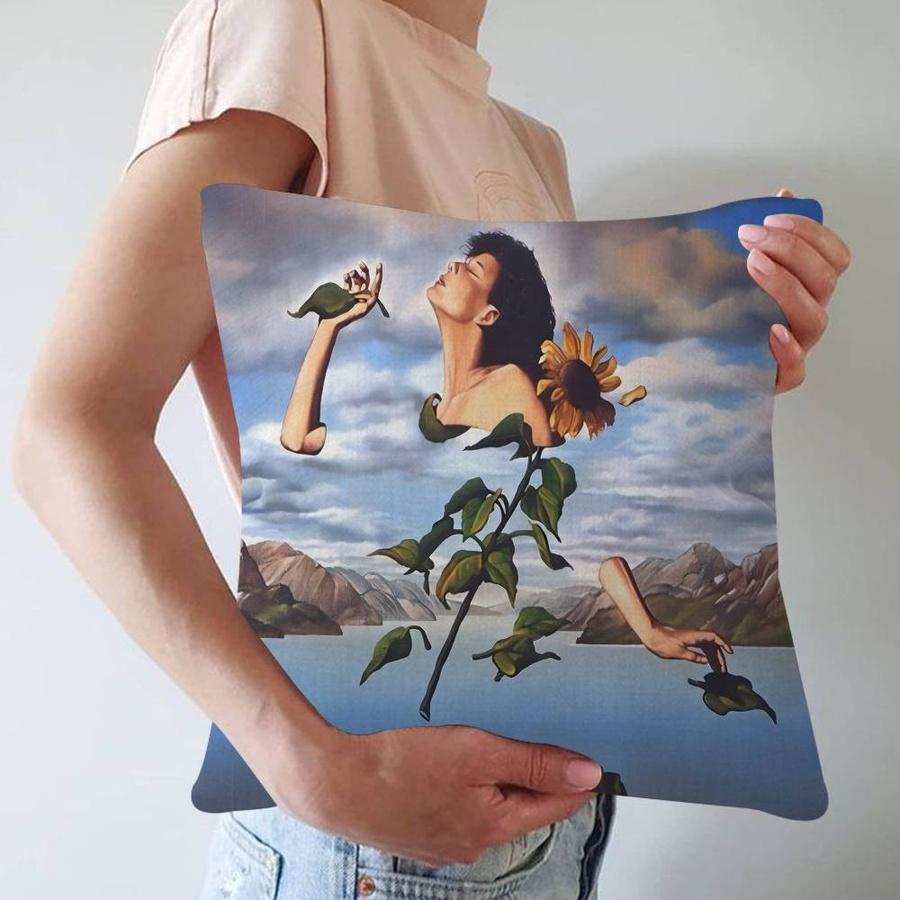 Surrealer Kissenbezug mit Wandkunst-Design aus Peach Skin für Sofa und Schlafzimmer, B/T/H: 18 x 18 x 0 cm - Bild 1