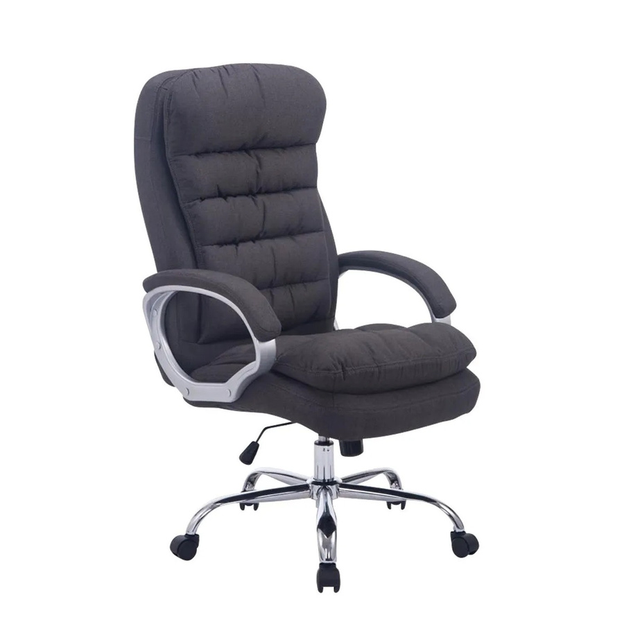 DELUKE Bürostuhl SOUK Ergonomischer Homeoffice Stuhl aus Stoff mit Chromoptik Gestell und Armlehnen, Dunkelgrau, B/T/H: 116 x 68 x 77 cm - Bild 2