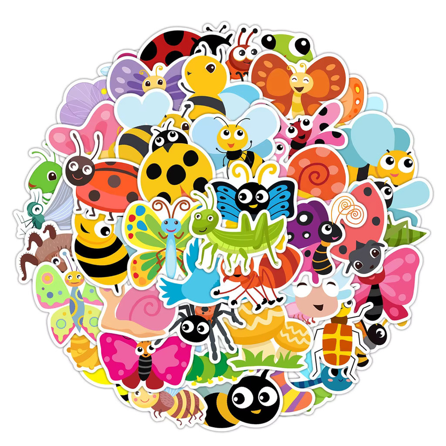 50 Stück wasserfeste Cartoon-Insekten-Graffiti-Aufkleber in Multicolour von BulingBulingStickers Store - Bild 2