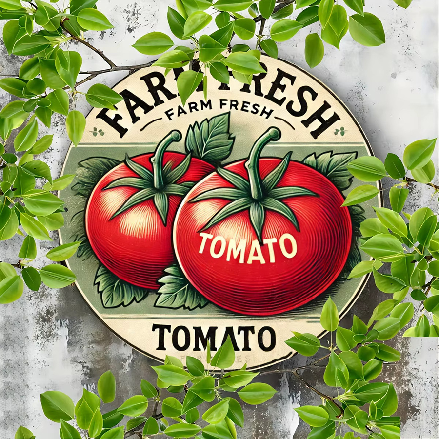 Potdemiel Farm Fresh Tomate Rundes Metall-Blechschild in Vintage-Optik, Durchmesser: 20,3 cm - Bild 4