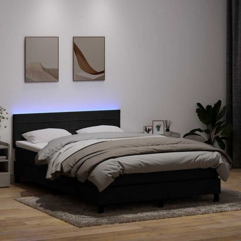 vidaxl Boxspringbett mit Matratze aus Samt in Schwarz B/T/H: 160 x 210 cm - Bild 1