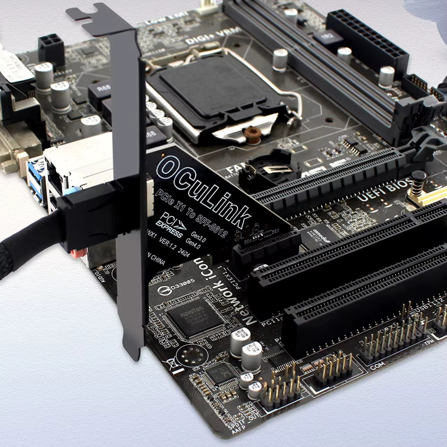 ALLOYSEED PCIe zu SFF-8611 und 8612 Oculink Adapterkarte PCIe 4.0, Schwarz - Bild 2