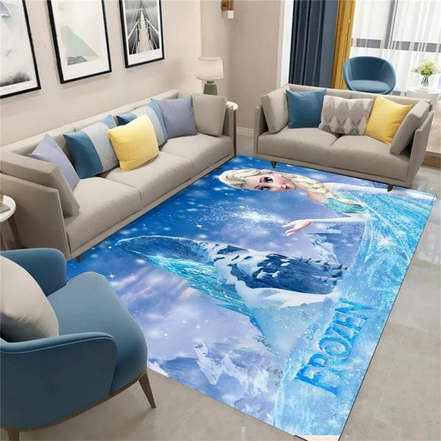 Miniso Elsa Schneeflocken Kinderteppich für das Mädchenzimmer in Blau, B/T: 80 x 50 cm - Bild 1