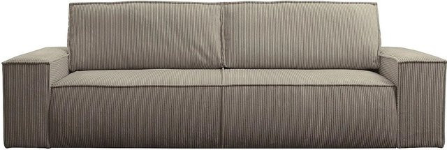 Vente-unique Schlafsofa Amelia in Taupe mit Cord-Bezug - Bild 1