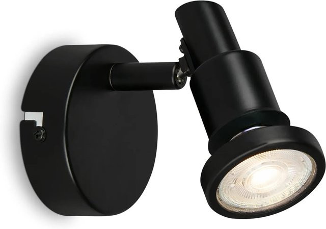 Briloner Wandleuchte Flamo Schwarz aus Metall mit schwenkbarem LED-Spot und IP44 Spritzwasserschutz - Bild 1