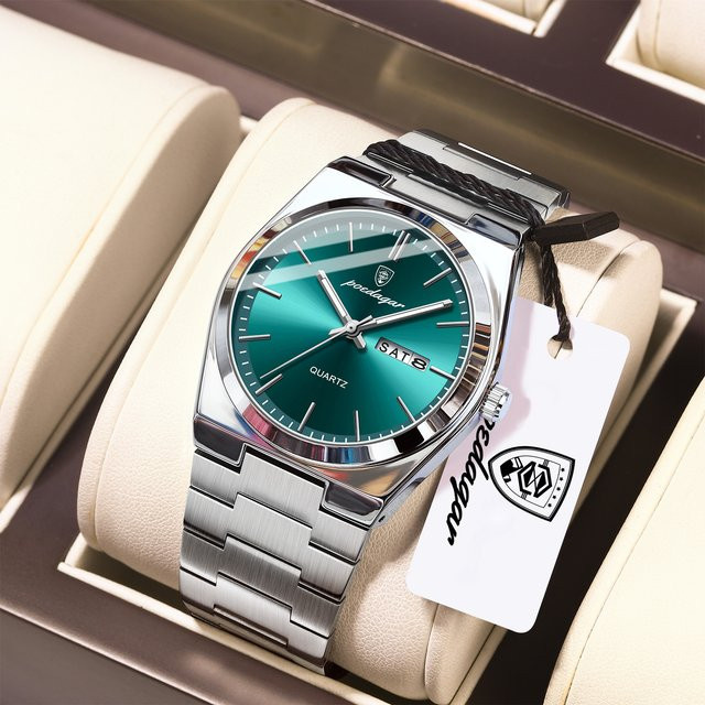 POEDAGAR Armbanduhr Edelstahl, Quarz, Datum, Wochentag, Herren - Bild 1