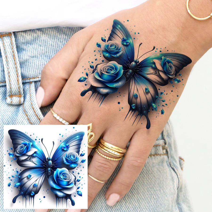 FANRUI Temporäre Schmetterlings-Tattoos, 1 Blatt, Damen - Bild 3