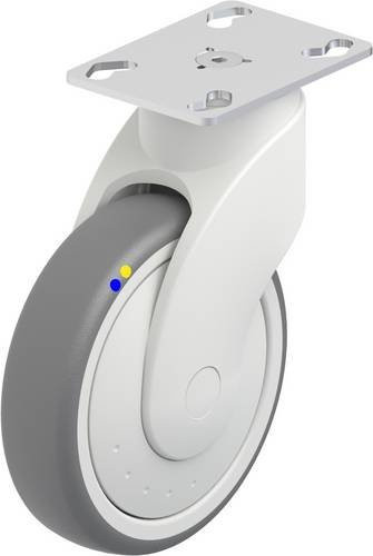 Blickle Lenkrolle mit Schraubplatte, Rad-Durchmesser: 125 mm, Tragfähigkeit: 80 kg, Grau-Weiß - Bild 1