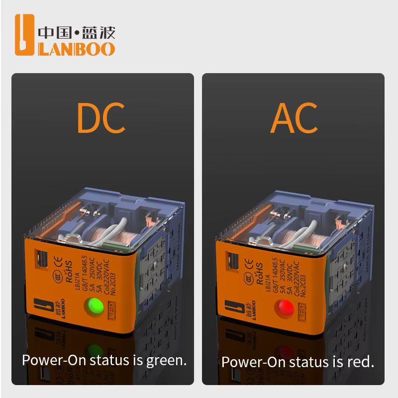 LANBOO J21A Konventionelles Zwischenrelais mit optionalen Spannungen DC12V, DC24V oder AC220V - Bild 5