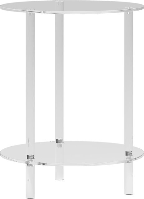 HOMCOM Beistelltisch aus Acryl, runder Couchtisch mit 2 Ebenen, Transparent, Durchmesser: 40 cm, Höhe: 50 cm - Bild 1