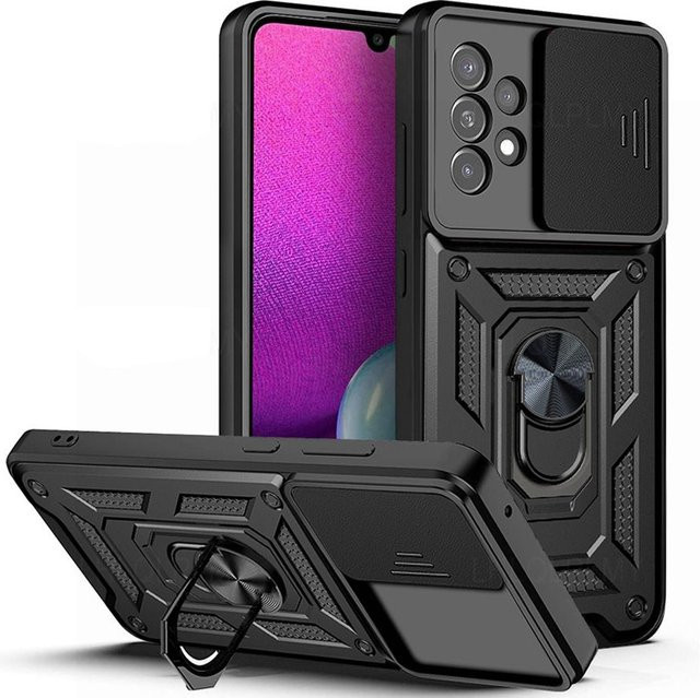 Stoßfeste Rüstungsschutz Hülle mit Kamera-Schutz für Samsung Galaxy A-Serie und S-Serie in Schwarz - Bild 1