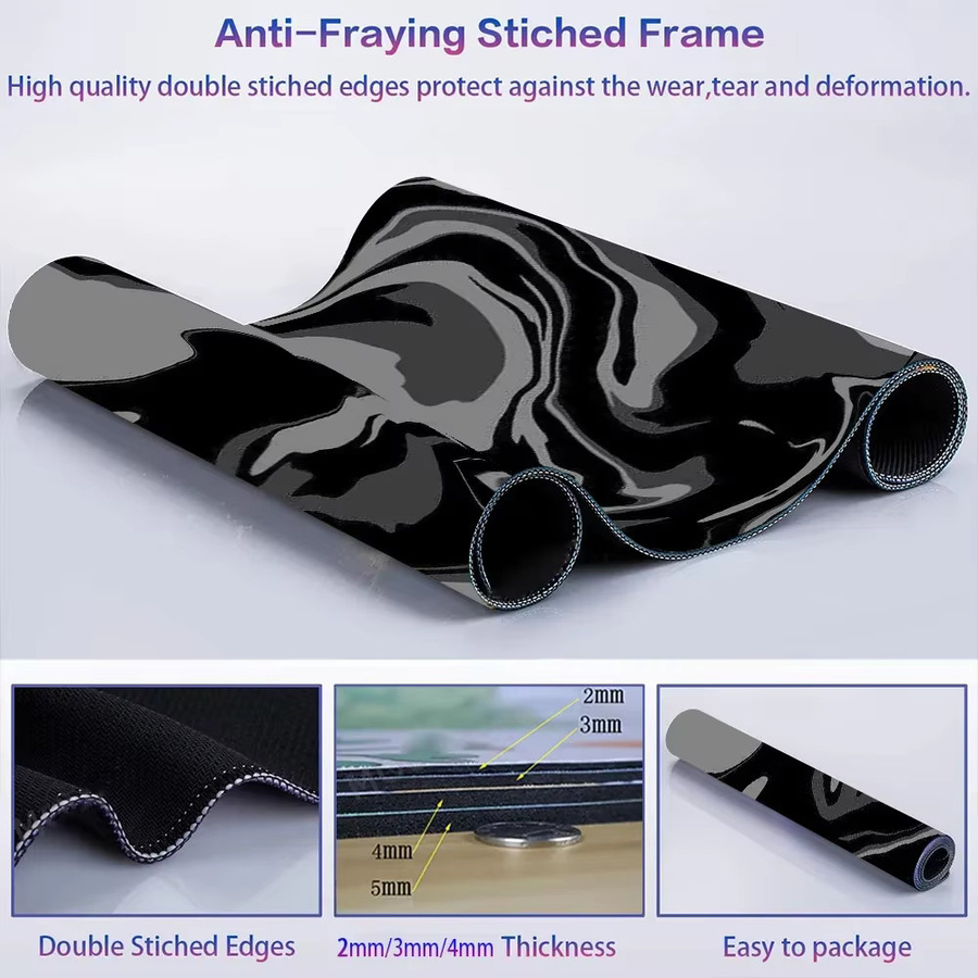 Line Liquid Mauspad Schreibtischunterlage mit topografischem Marmor-Design in Schwarz und Grau, B: 100 cm, T: 50 cm - Bild 4