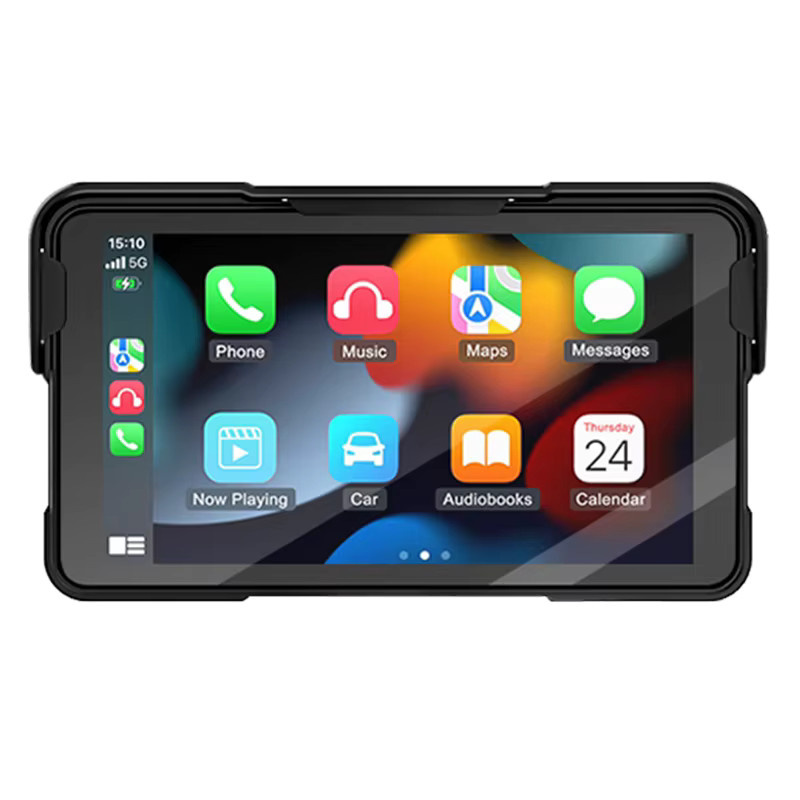VENBES Motorrad CarPlay mit 5 Zoll GPS-Navigation, kabellos, Android und Bluetooth, wasserdicht, Schwarz - Bild 7