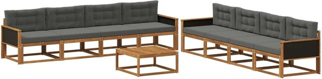 vidaXL Outdoor-Sofagarnitur L-Form aus Akazienholz mit Kissen in Anthrazit und Natur - Bild 1