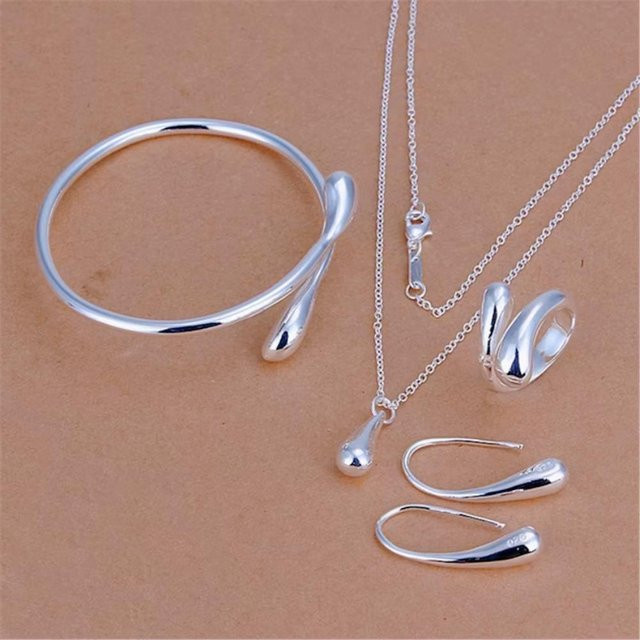 WIKHOSTAR Charms Wassertropfen Anhänger, 925 Silber, Damen - Bild 1