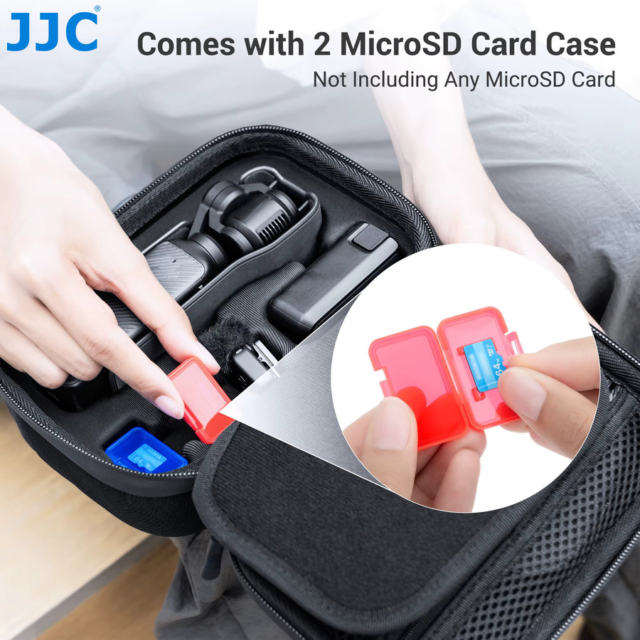JJC Robuste EVA-Kameratasche für DJI Osmo Pocket 3 in Schwarz mit Netztaschen und Riemen - Bild 3