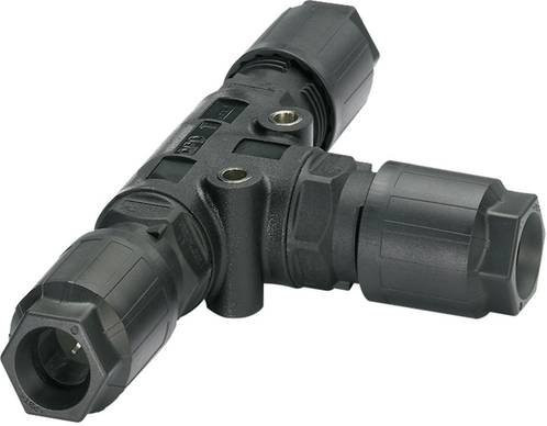 Phoenix Contact QUICKON Rundstecker T-Verteiler 1405401, 4 + PE Polstellen, Schwarz - Bild 1