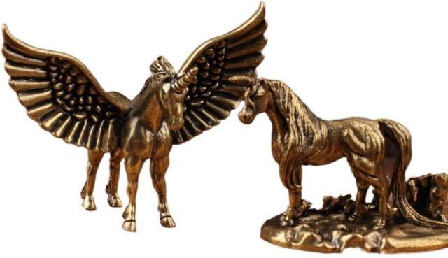 WHPHous Messing Miniaturfigur Fliegendes Pferd als Tischdekoration und Tierstatue - Bild 1