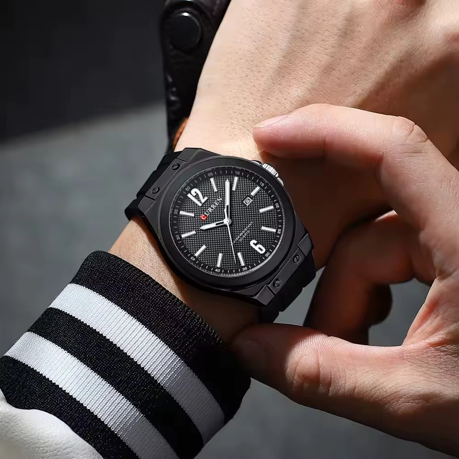 CURREN Armbanduhr, Quarz, Silikonarmband, Schwarz, Herren - Bild 2