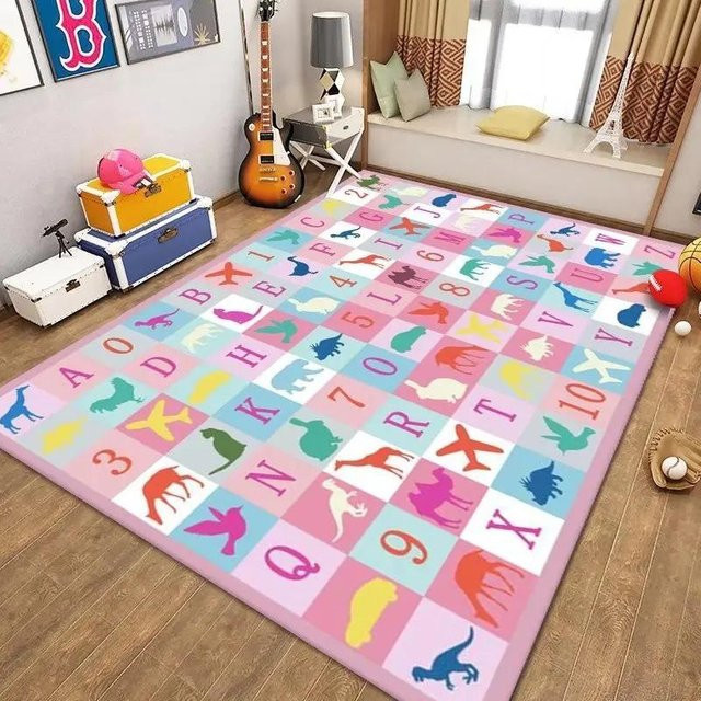 Kinder Lernteppich Lodestar mit Alphabet, Zahlen, Tieren und Sport-Motiven, Mehrfarbig, B/T: 60 x 40 cm - Bild 1