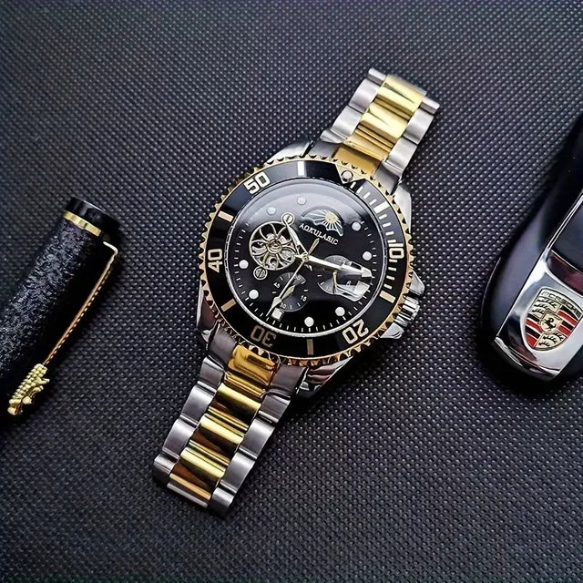 AOKULASIC Armbanduhr Automatik, Edelstahl, Schwarz, Herren - Bild 1