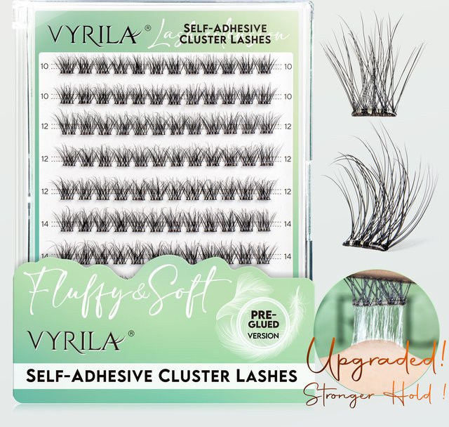 VYRILA Selbstklebende Wimpern, Cluster-Wimpern, D-Curl, 10–16 mm, Unisex - Bild 1