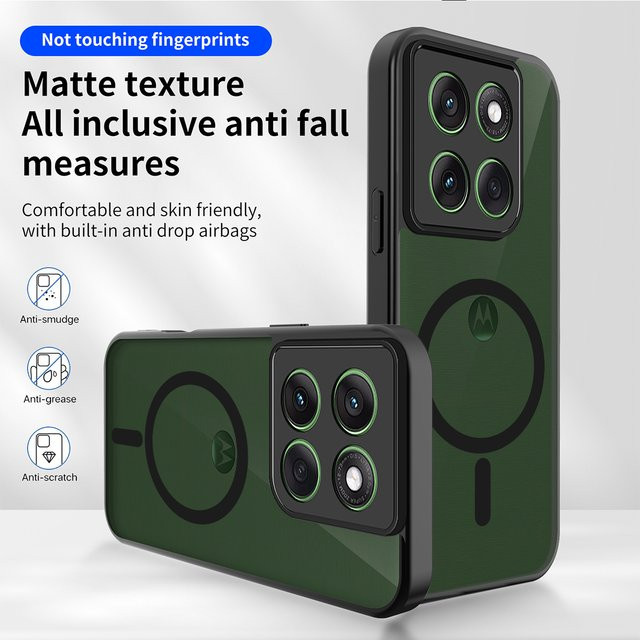 Matte magnetische Hülle für Motorola Edge 70 40 Neo 50 60 Pro 60S Fusion G67 G57 Power G56 G86 in Schwarz mit MagSafe Wireless Charge Kompatibilität - Bild 1