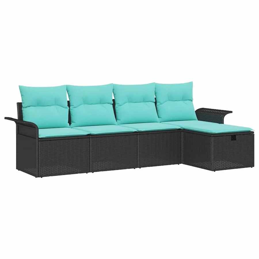 vidaXL Gartensofa-Set aus Polyrattan mit 5 Teilen und integriertem Kissen-Speicher, L-Form Lounge-Set mit Kissen für Garten und Balkon - Bild 2