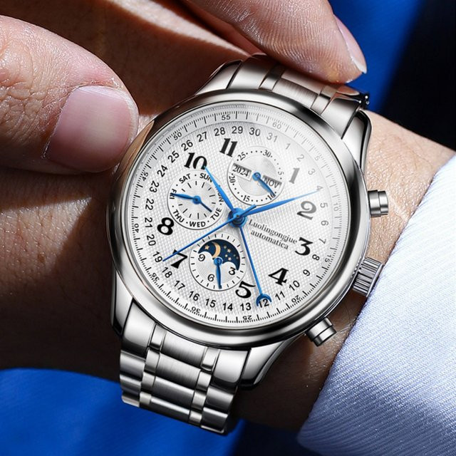 LUOLINGONGJUE Armbanduhr, Mechanisch, Edelstahl, Schwarz, Herren - Bild 1