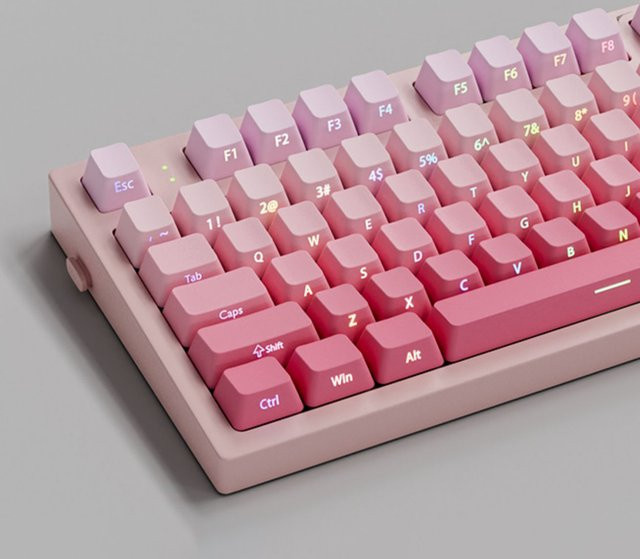 Rosa RGB-Hintergrundbeleuchtete PBT-Tastenkappen im Cherry-Profil mit Farbverlauf, 135 Double-Shot-Tastenkappen für Cherry MX Switches und Gamer-Tastaturen - Bild 1
