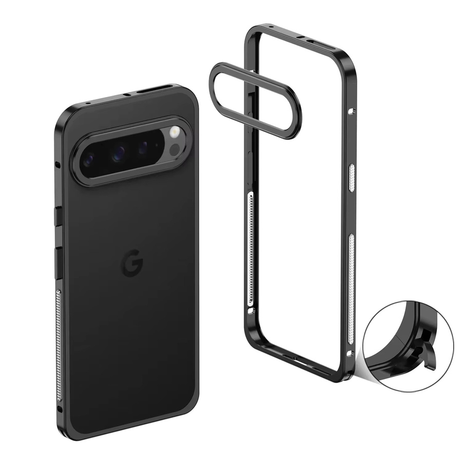Stoßfeste Metallhülle aus matter Aluminiumlegierung für Google Pixel 9 und Pixel 10 Pro XL in Schwarz mit Wärmeableitung - Bild 6