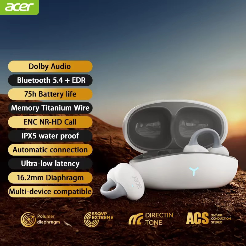 Acer OHR206 TWS Ohrclip-Kopfhörer mit Bluetooth 5.4 und Dolby-Klangqualität in Schwarz - Bild 3