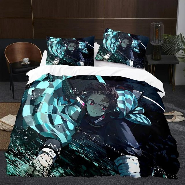 Demon Slayer Bettwäsche-Set mit Anime-Print, Doppelbettbezug und Kissenbezug, Mehrfarbig, B/H: 180 x 210 cm - Bild 1