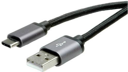 Roline USB-Kabel USB 2.0 mit USB-C Stecker und USB-A Stecker, 3,00 m, Schwarz, Geschirmt - Bild 1