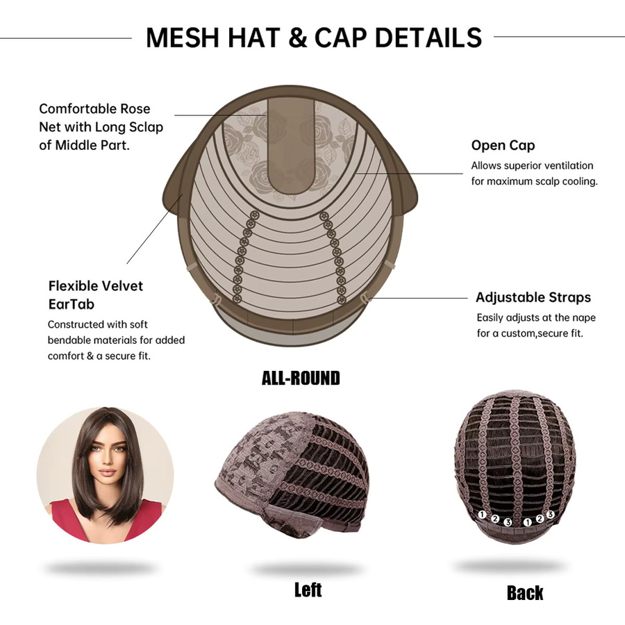 EASIHAIR Perücke, Ombre, braun schwarz, kurz geschichtet, mit Pony, Damen - Bild 6