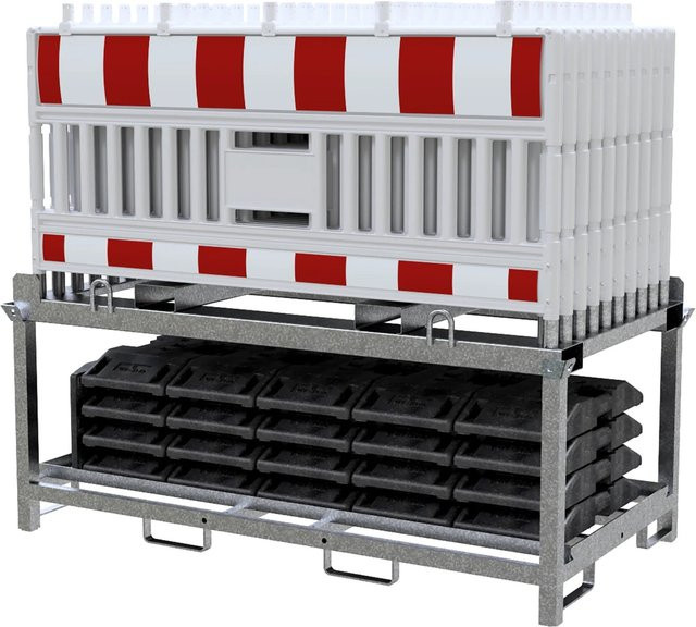 Schake Set Absperrschranken Euro 3 Lager Traverse Adapter RA1/A in Weiß-Rot, 20 Stück - Bild 1