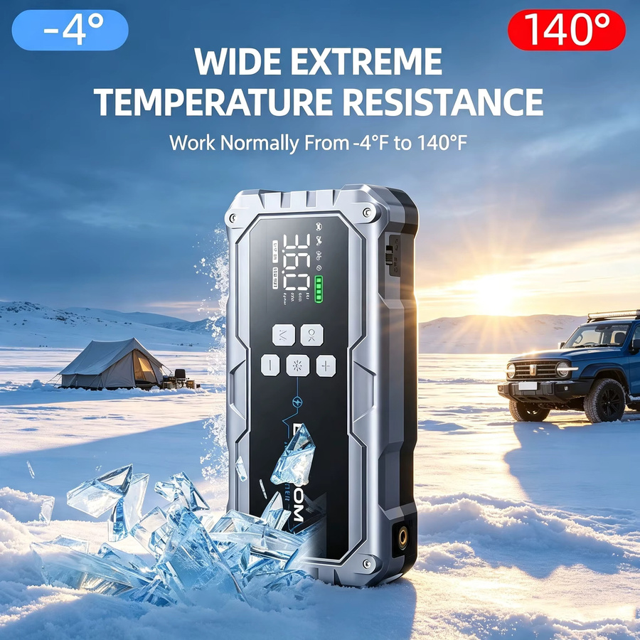 BSMOOM Auto-Starthilfe 1500A Batterie-Powerbank mit LCD-Display und 600LM LED-Licht, tragbarer 12V Notfall-Booster für Benzin- und Dieselmotoren inklusive Starthilfekabel, 26800 mAh - Bild 5