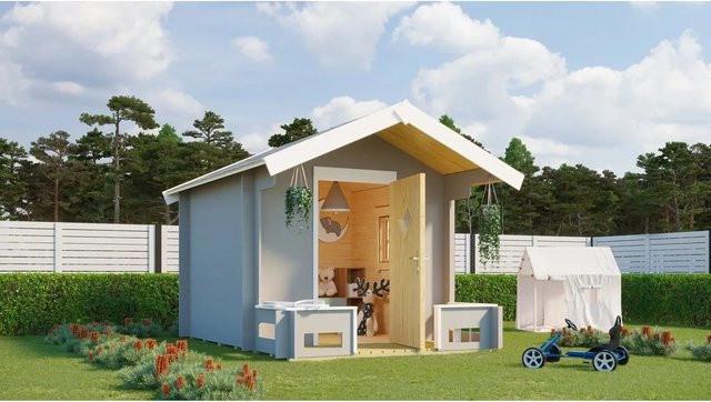 Lasita Maja Kinderspielhaus Pinocchio in Grau, B/H/T: 219 x 188 x 270 cm - Bild 1