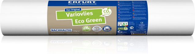 Variovlies Eco Green Erfurt Non-Woven Tapete in Grün und Weiß, lackierbar, Rolle - Bild 1