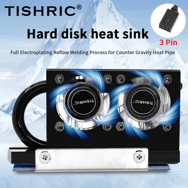 Tishric RGB M.2 NVMe Festplatten-Kühler mit Heatpipe und 3-poligem Stecker, Schwarz/Multicolor - Bild 1