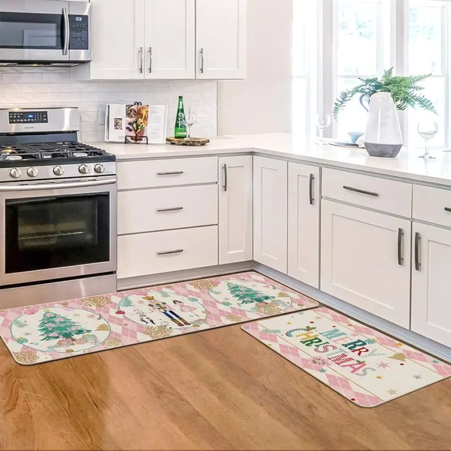 VIKAMA 2er-Set Weihnachtsküchenteppich mit Nussknacker-Design, rutschfest und leicht zu reinigen - Bild 2