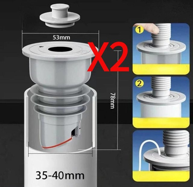 Oudun Silikon-Abflussdichtung und Geruchsstopper für Bodenabläufe und Duschabtropfflächen, 2er-Set, Weiß, Durchmesser: 35-40 mm - Bild 1