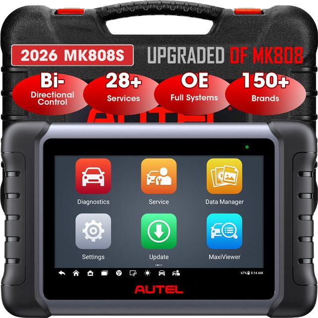 Autel MK808S OBD2 Diagnose-Autoscanner-Tool in Schwarz mit System- und Servicefunktionen wie Ölwechsel, EPB, BMS, SAS, DPF und TPMS - Bild 1